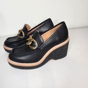 Dolce Vita Brenan Womens Platform Wedged loafers in Black Size 6.5